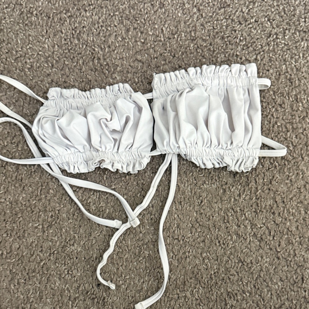 White Ruched Bikini Top